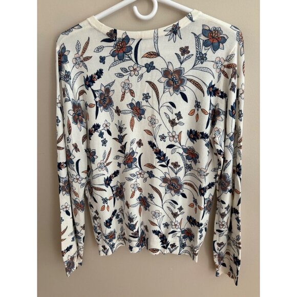 Daniel Rainn Ivory Fall Floral Print Button Front Cardigan Sweater Size Small - Picture 6 of 12